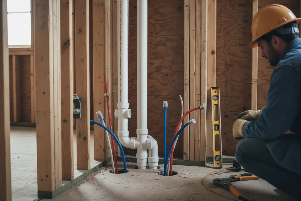 Drain and supply rough-in during Sump Pump Repair in Louisville